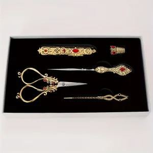 Vintage Style Embroidery Scissors, Sewing Tools, With Sewing Needle Box, Awl, Sewing Thimble,