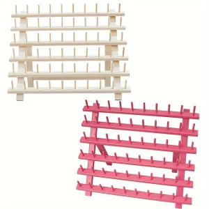 2PCS Wooden Thread Rack Sewing and Embroidery Thread Holder, 60 Spools
